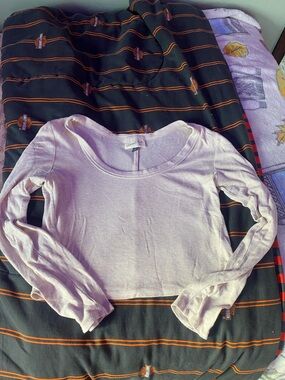 Universal Thread Cream Ribbed Long Sleeve Crop Top